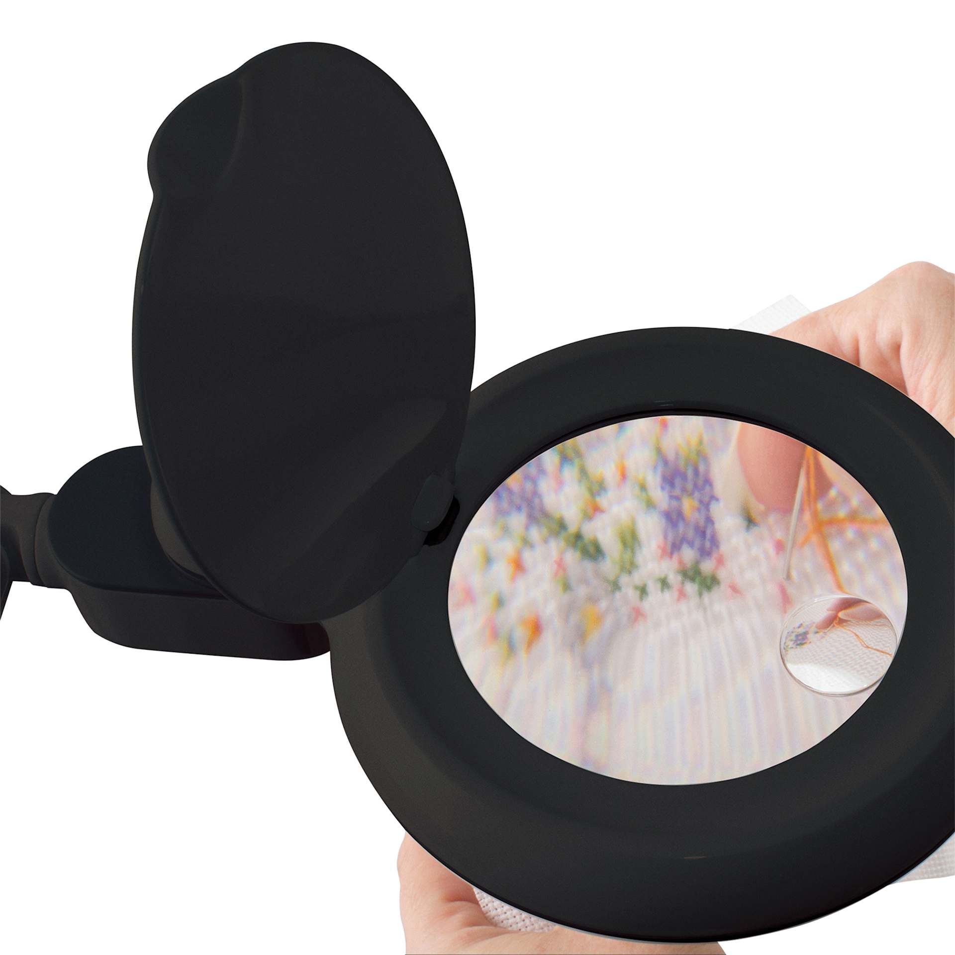 OttLite Space-Saving LED Magnifier Desk Lamp - Black, close-up