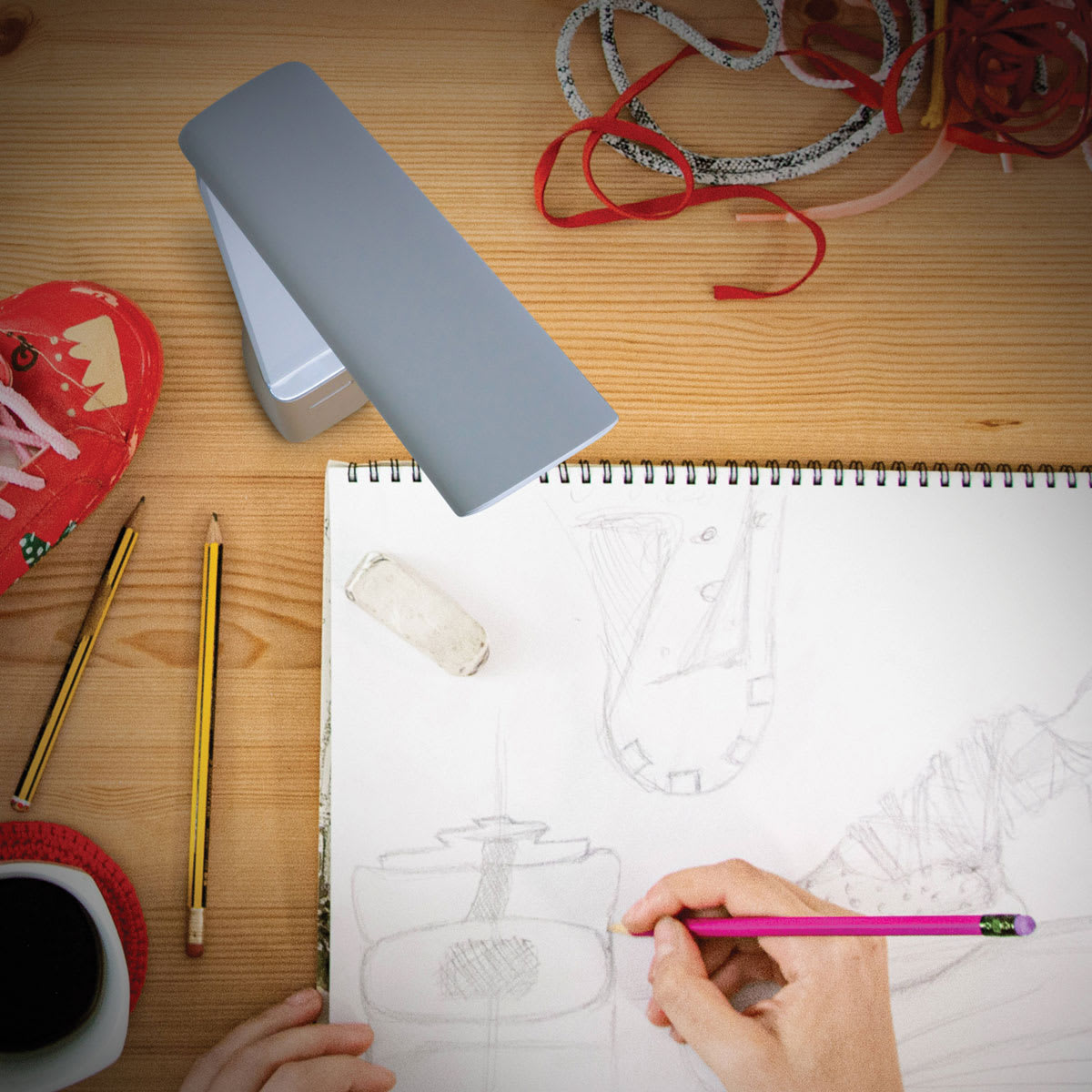 Daylight Smart Go LED Travel Lamp - Top view of lamp on desk
