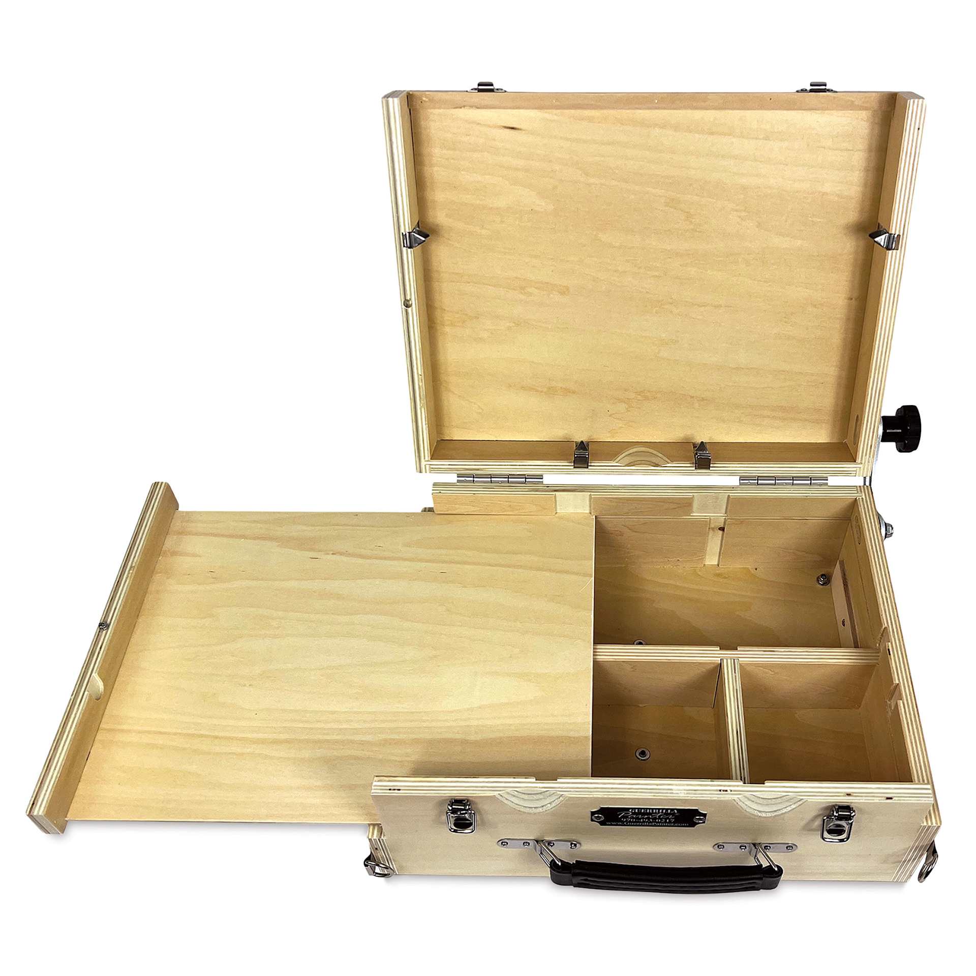 Guerrilla Painter Guerrilla Box Travel Kit, opened showing storage compartments