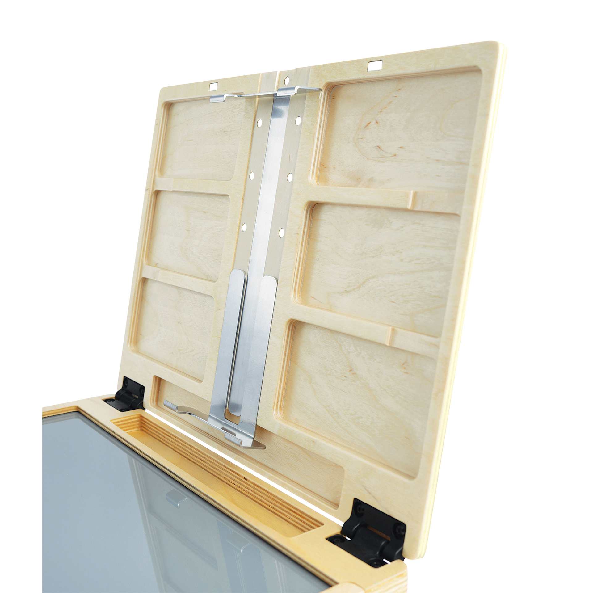 New Wave u.go Plein Air Stretched Canvas Holder, close-up in pochade box (not included)