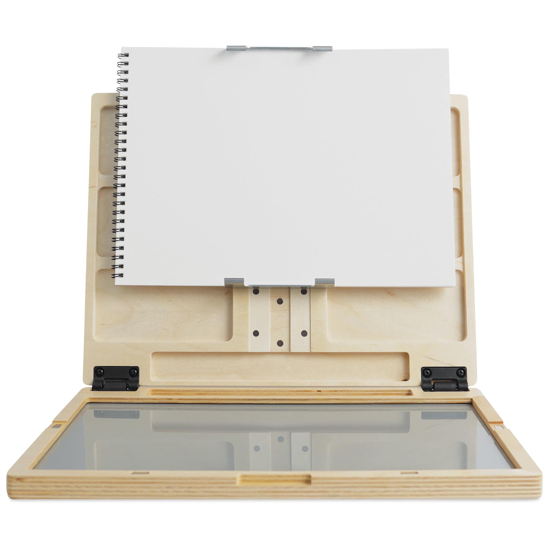 New Wave u.go Plein Air Stretched Canvas Holder, sketch pad in holder in pochade box (not included)