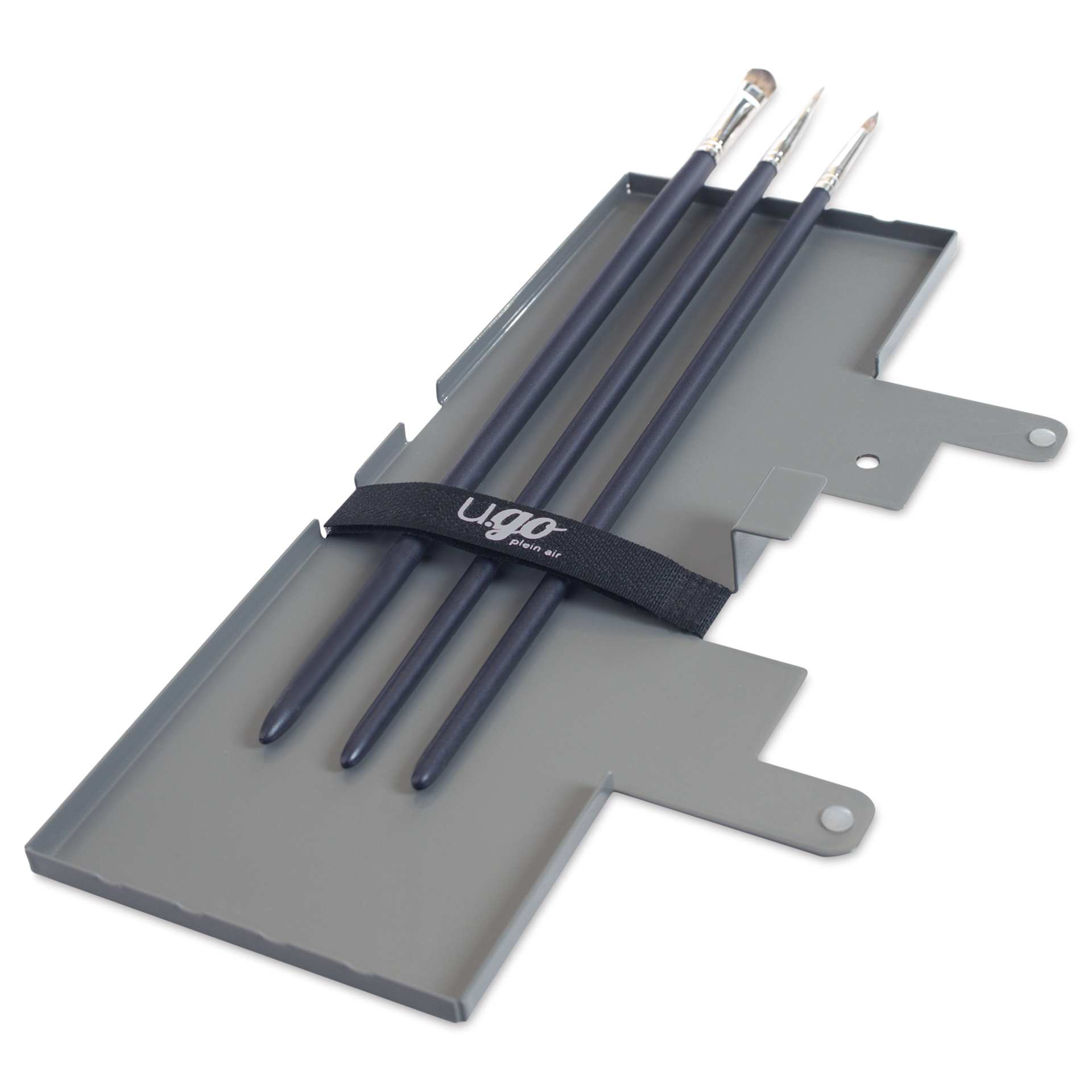 New Wave u.go Plein Air Anywhere Metal Side Tray - 4" x 11" shown with brush (not included)