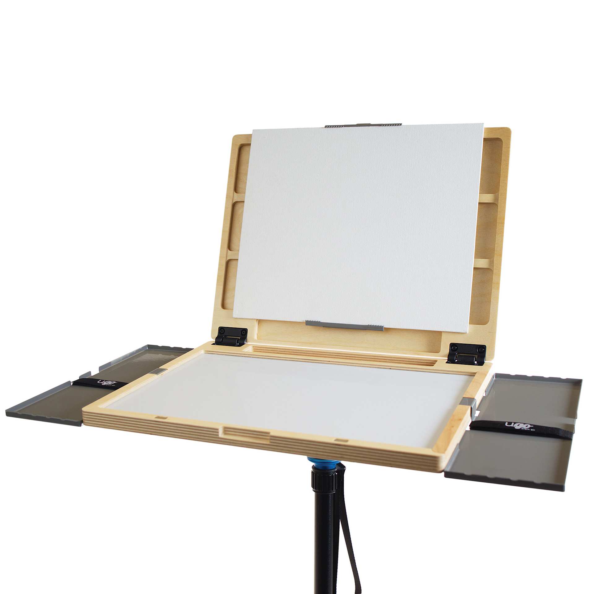 New Wave u.go Plein Air Anywhere Metal Side Tray - 4" x 11" attached to the side the u.go Plein Air Anywhere Pochade (sold separately)