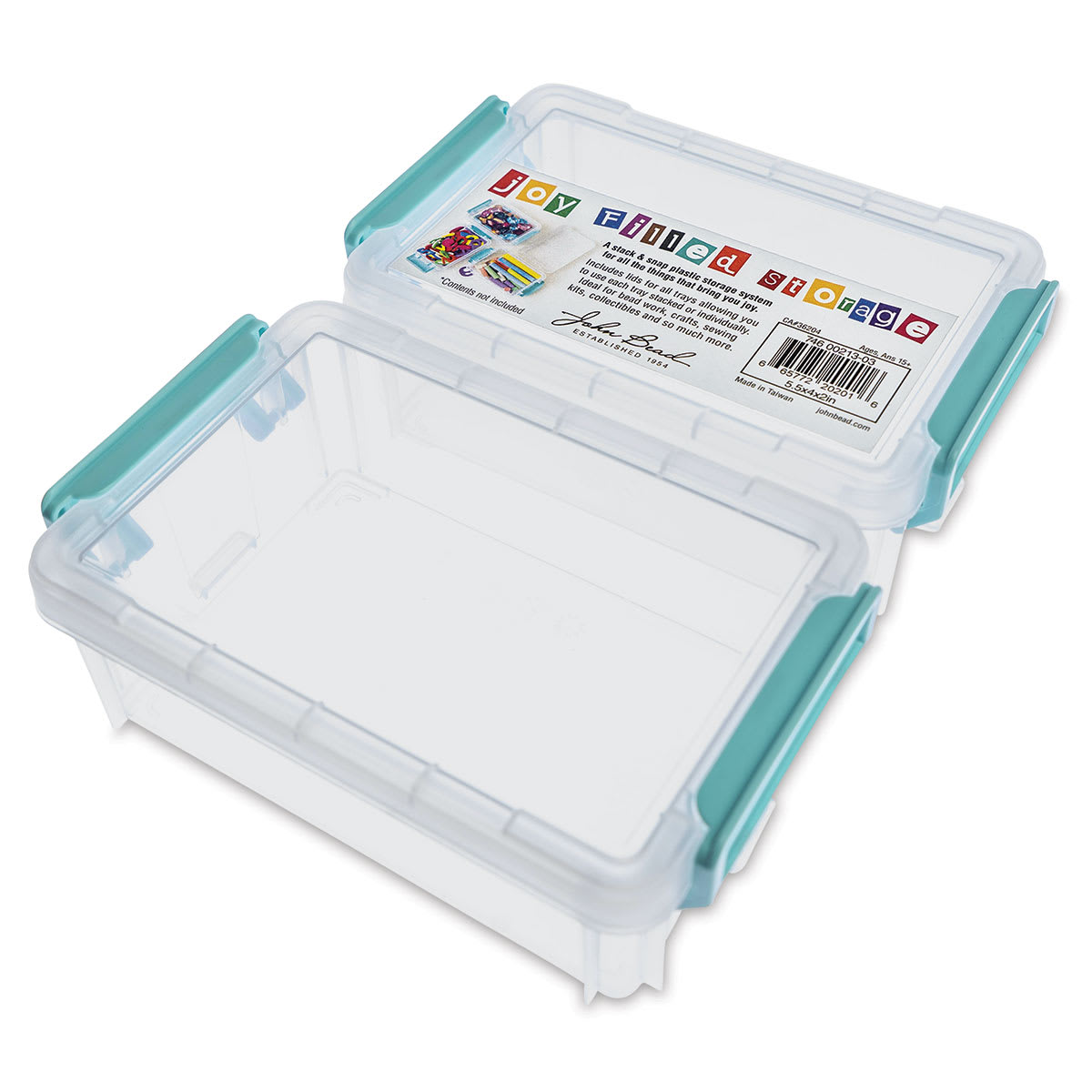 John Bead Stack and Snap Craft Storage Containers - 2 Layers, 2"H x 4"W x 5-1/2"L (Not stacked)