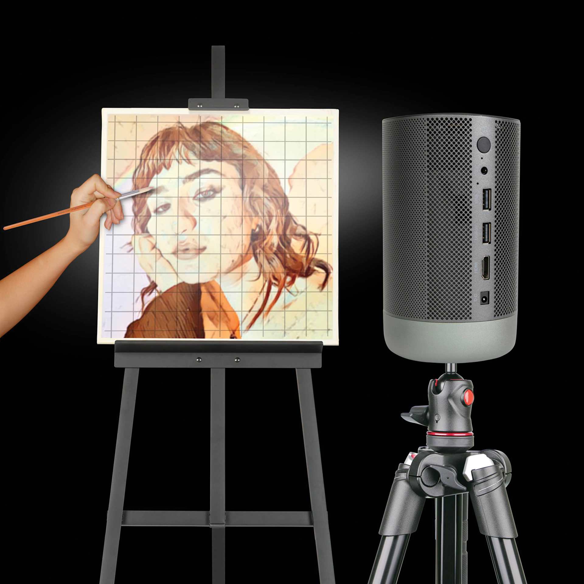 Artograph Inspire 1500 Smart Digital Art Projector - in use to project grid on canvas (materials not included)
