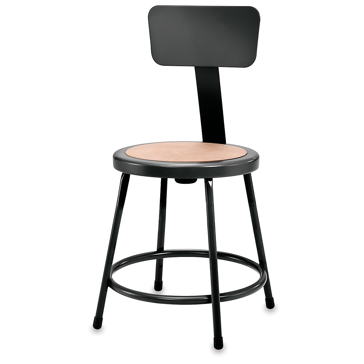 National Public Seating Corp. Fixed Height Stool -  24", with Backrest, Black