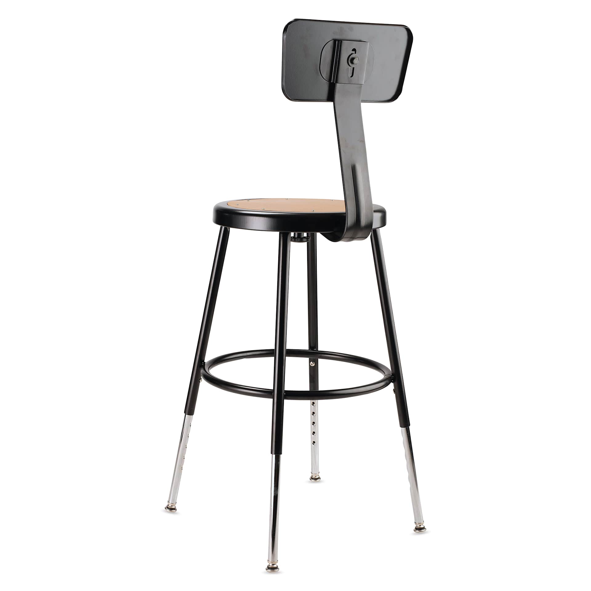 National Public Seating Corp Adjustable Stool with Backrest - Black, 19" to 27", back