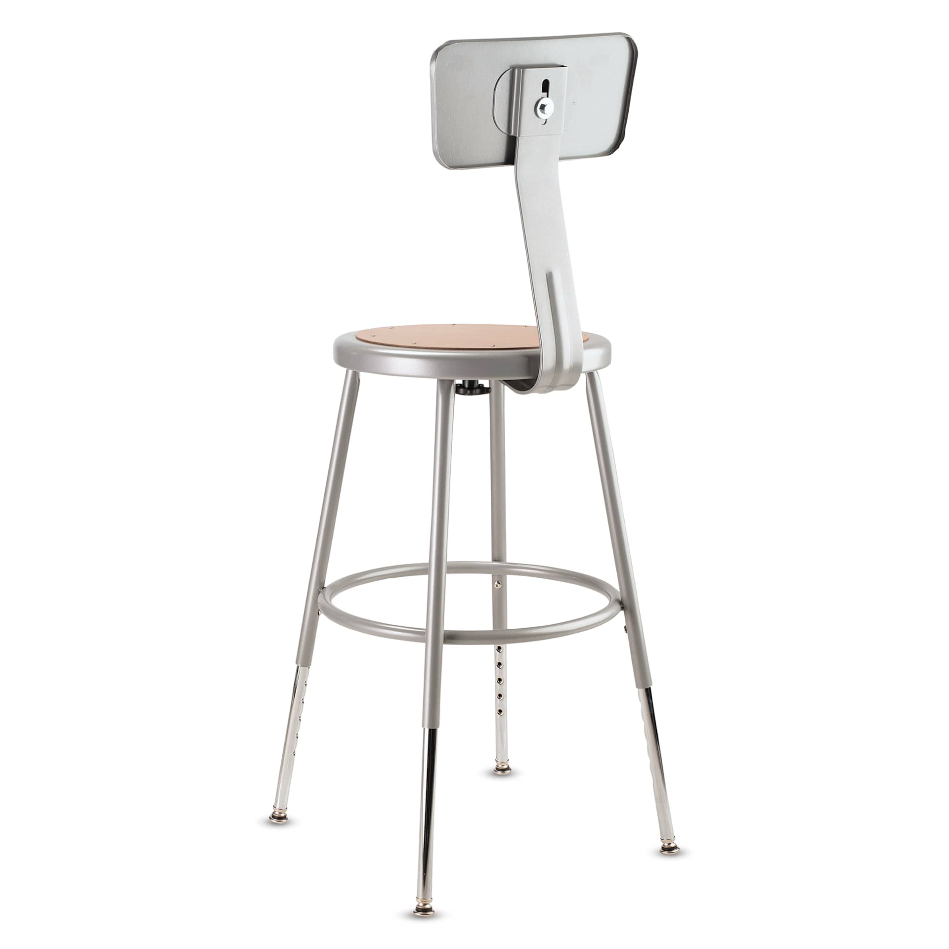 National Public Seating Corp Adjustable Stool with Backrest - Gray, 19" to 27", back