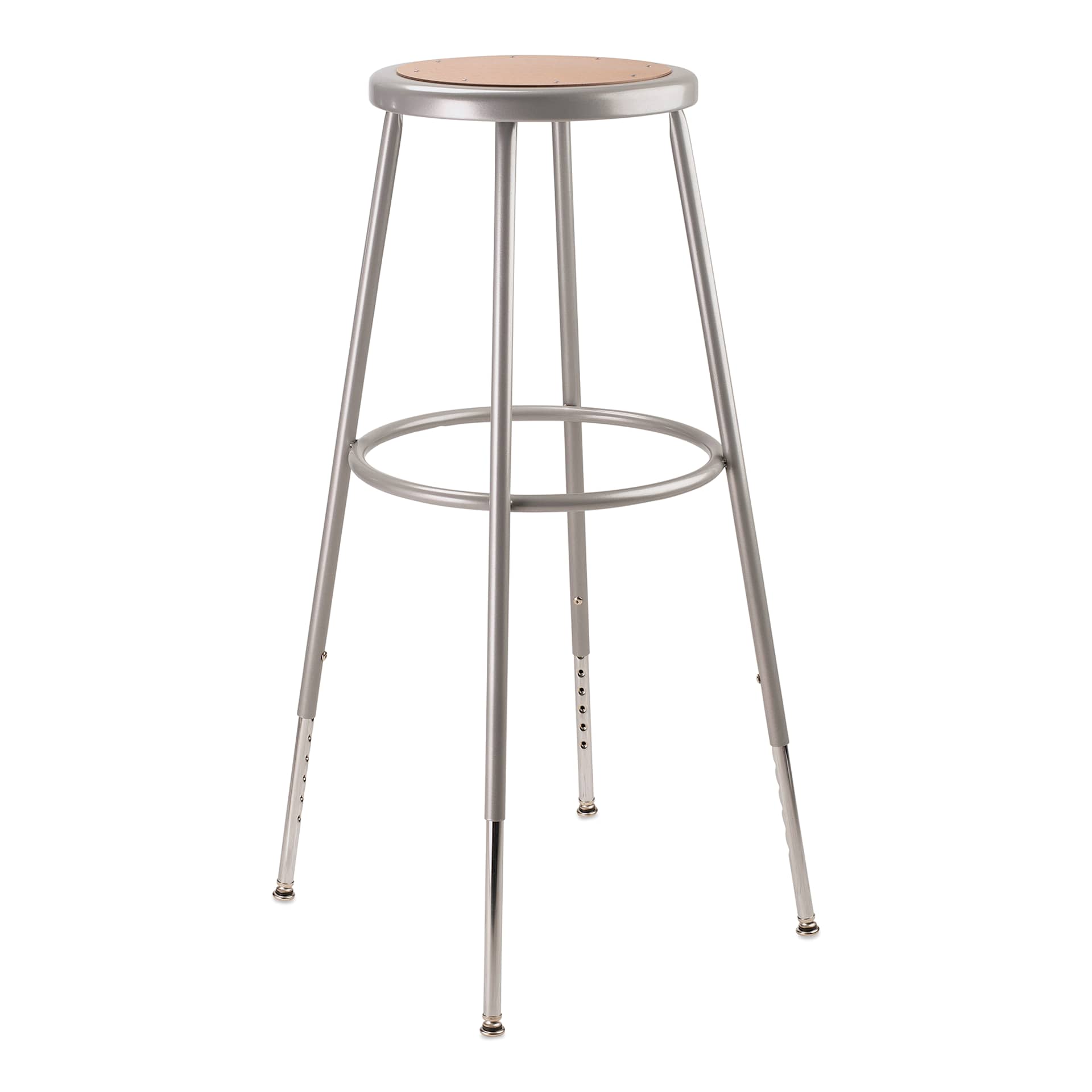 National Public Seating Corp. Adjustable Stool - 31" to 39", Gray, Without Backrest, front