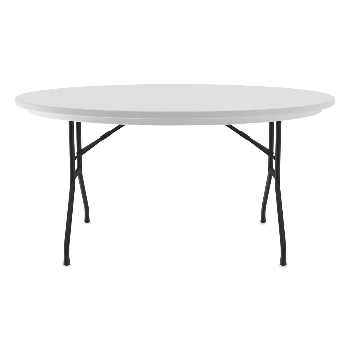 Correll Plastic Resin Folding Table - 29" x 60", Granite, Round Fixed Height - side view