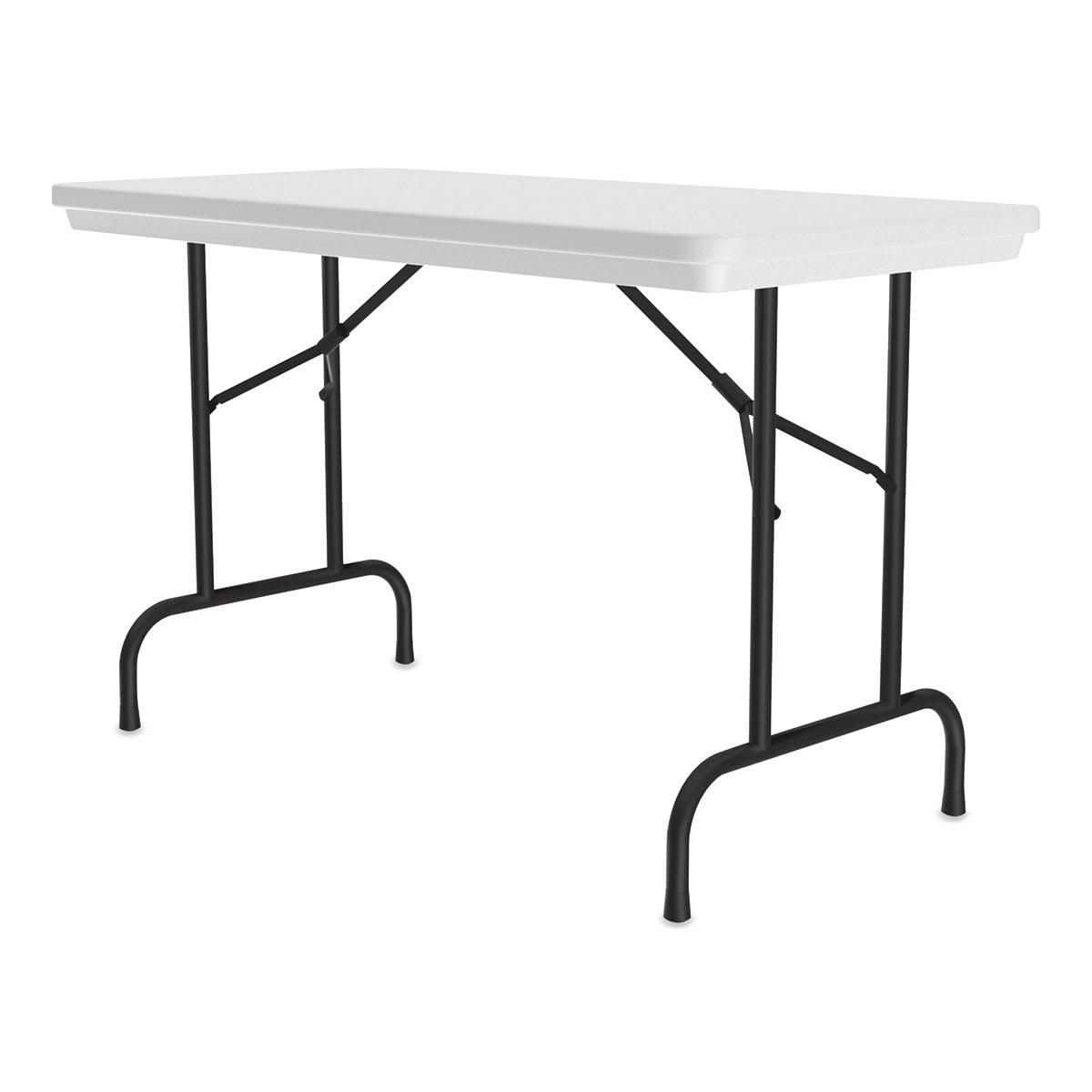 Correll Plastic Resin Folding Table - 24" x 48", Granite, Fixed Height - angled