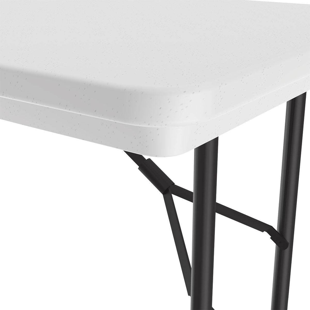 Correll Plastic Resin Folding Table - 24" x 48", Granite, Fixed Height - close-up of corner
