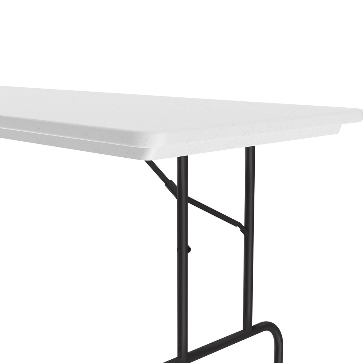 Correll Plastic Resin Folding Table - 30" x 60", Granite, Fixed Height - close-up of corner