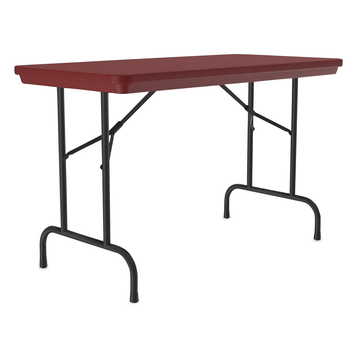 Correll Plastic Resin Folding Table - 24" x 48", Red, Fixed Height