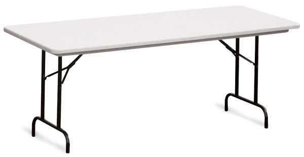Correll Plastic Resin Folding Tables - Angled view of Graphite top table
