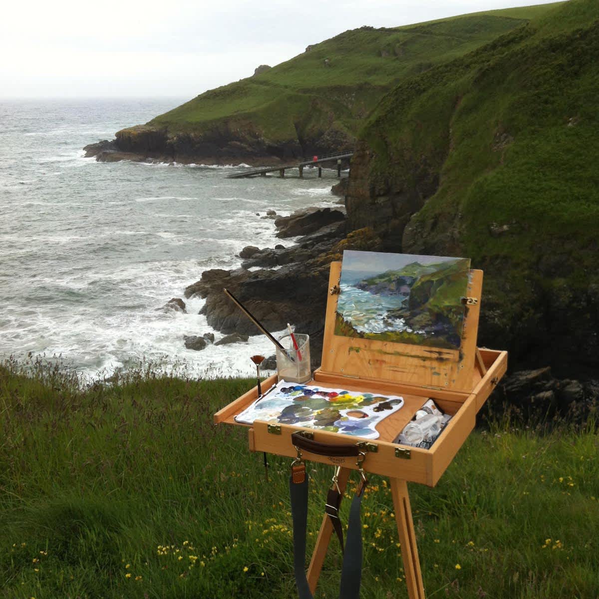 Mabef M-23 Easel Sketch Box - in-use with a landscape painting