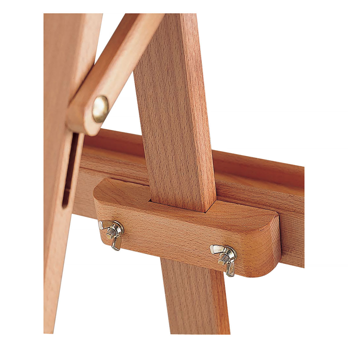 Mabef Lyre Display Easel PLUS - Rear view closeup of Top Canvas holder attached to mast
