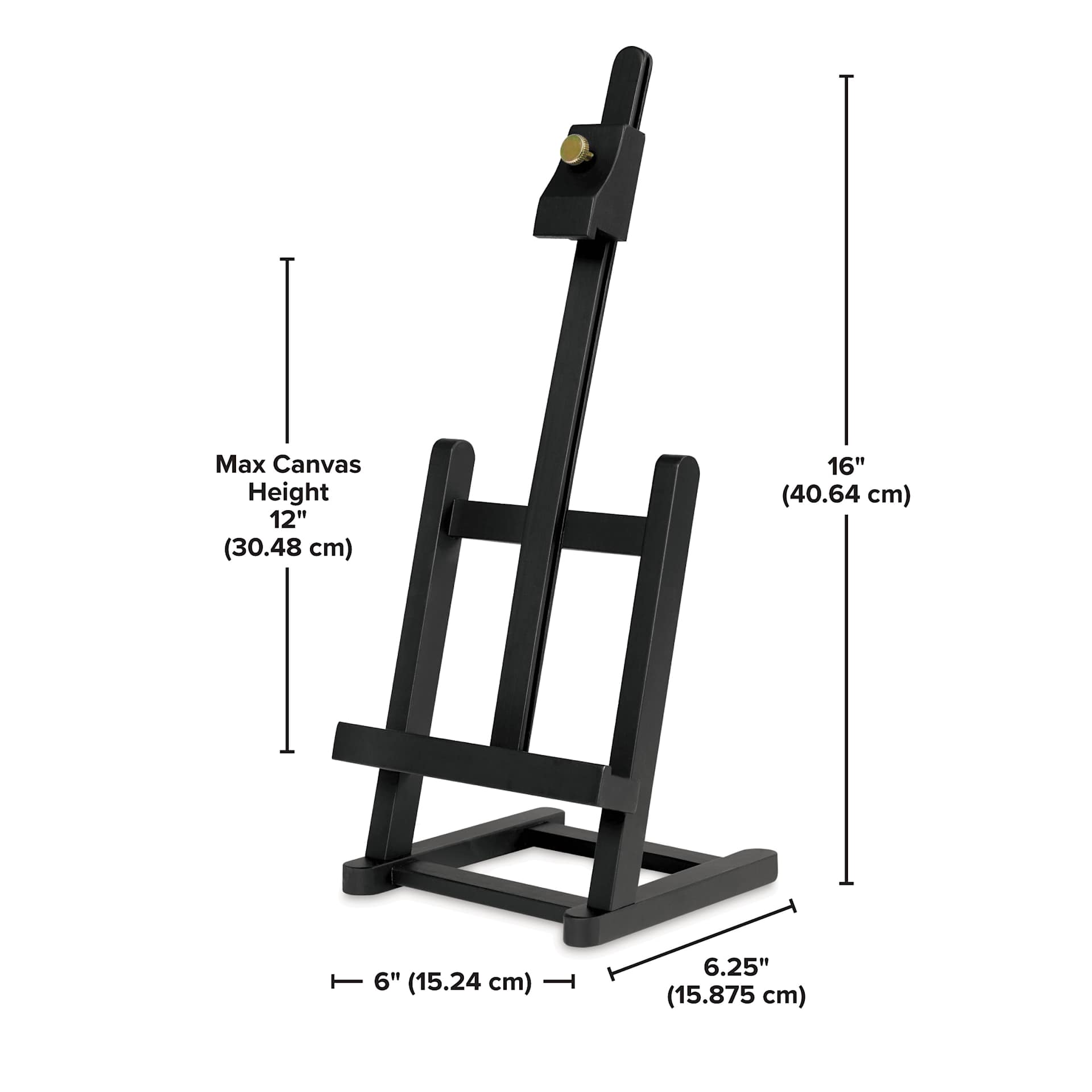 Blick Tabletop Easel - Mini, H-Frame, Black, dimensions