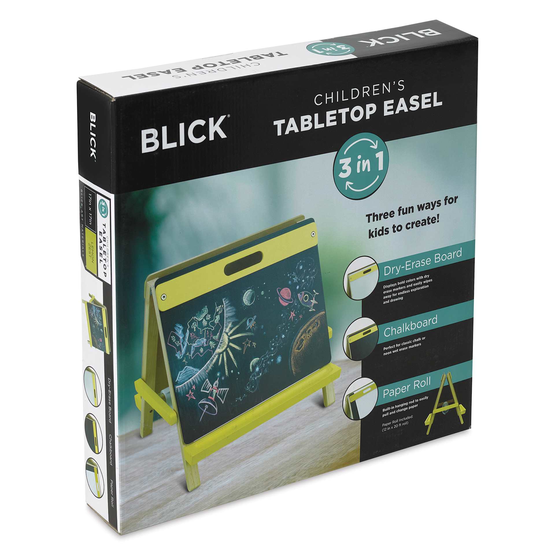 Blick Children's Tabletop Easel - Lemon Zest, packaging 