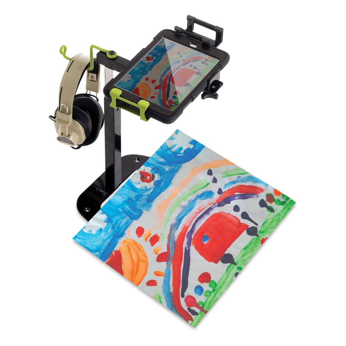 Copernicus Dewey the Document Camera Stand (Shown in use with tablet, sharing artwork) 