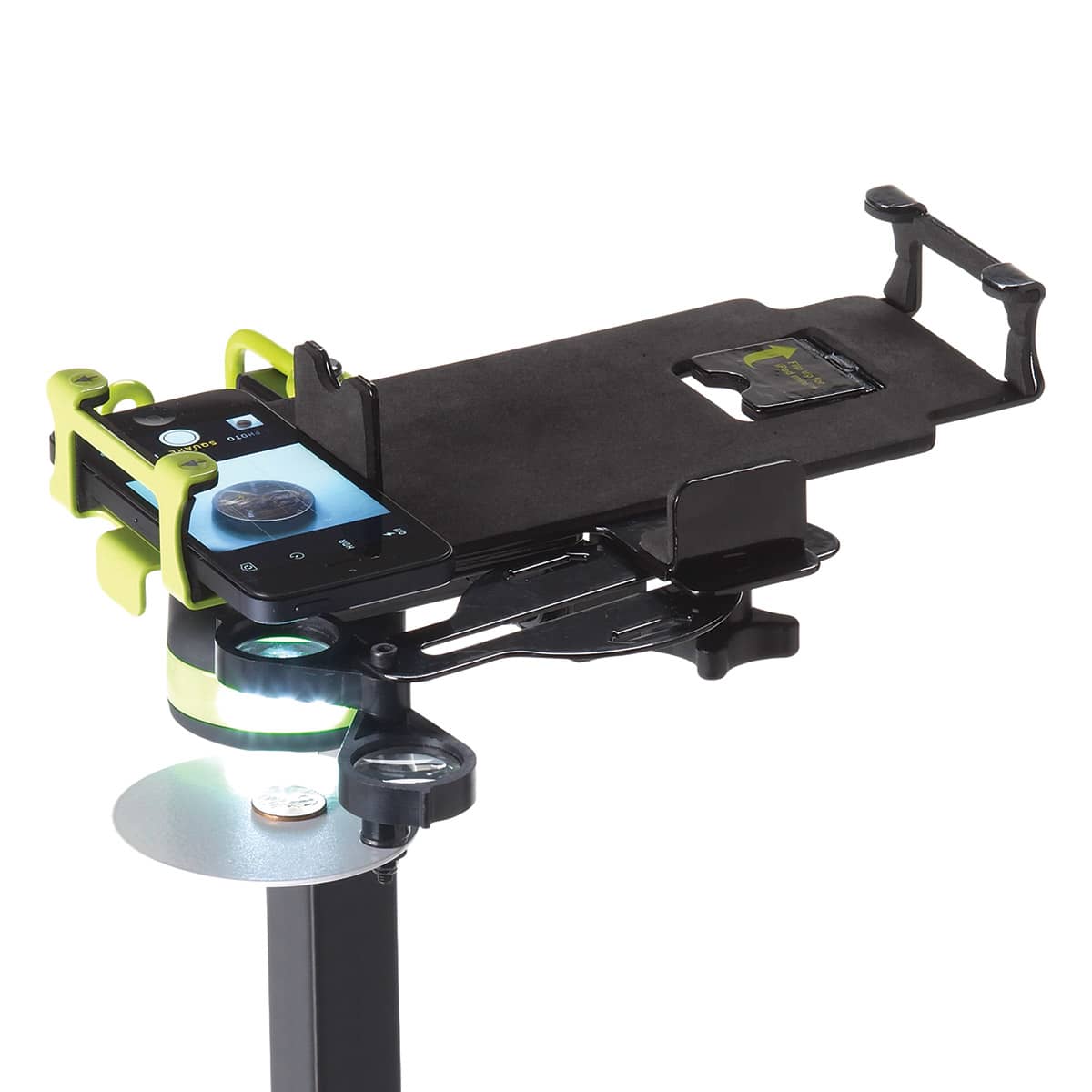Copernicus Dewey the Document Camera Stand - Camera Stand with Microscope and Light (Close up of Stand with Microscope and Light)