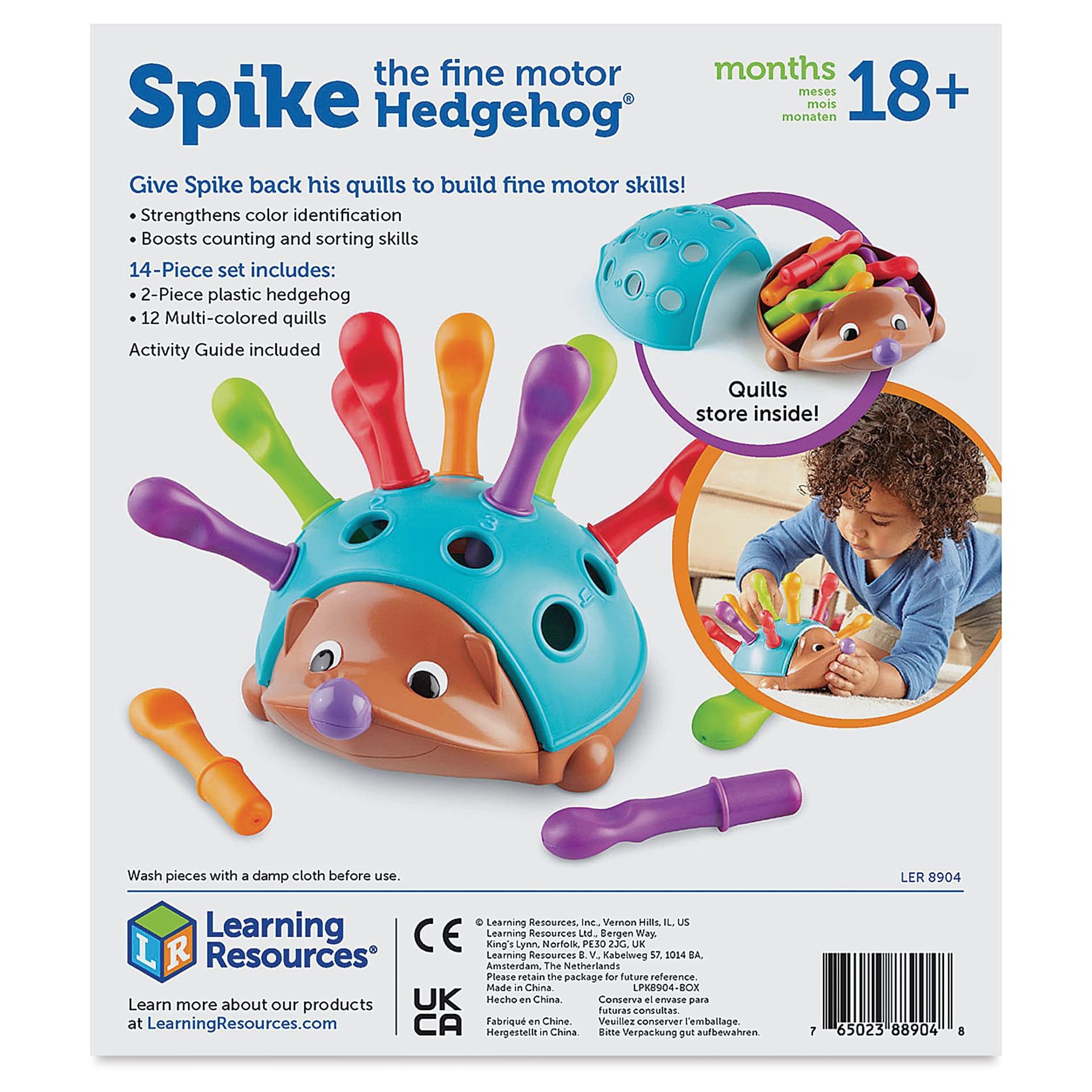 Learning Resources Spike the Fine Motor Hedgehog (back of packaging)
