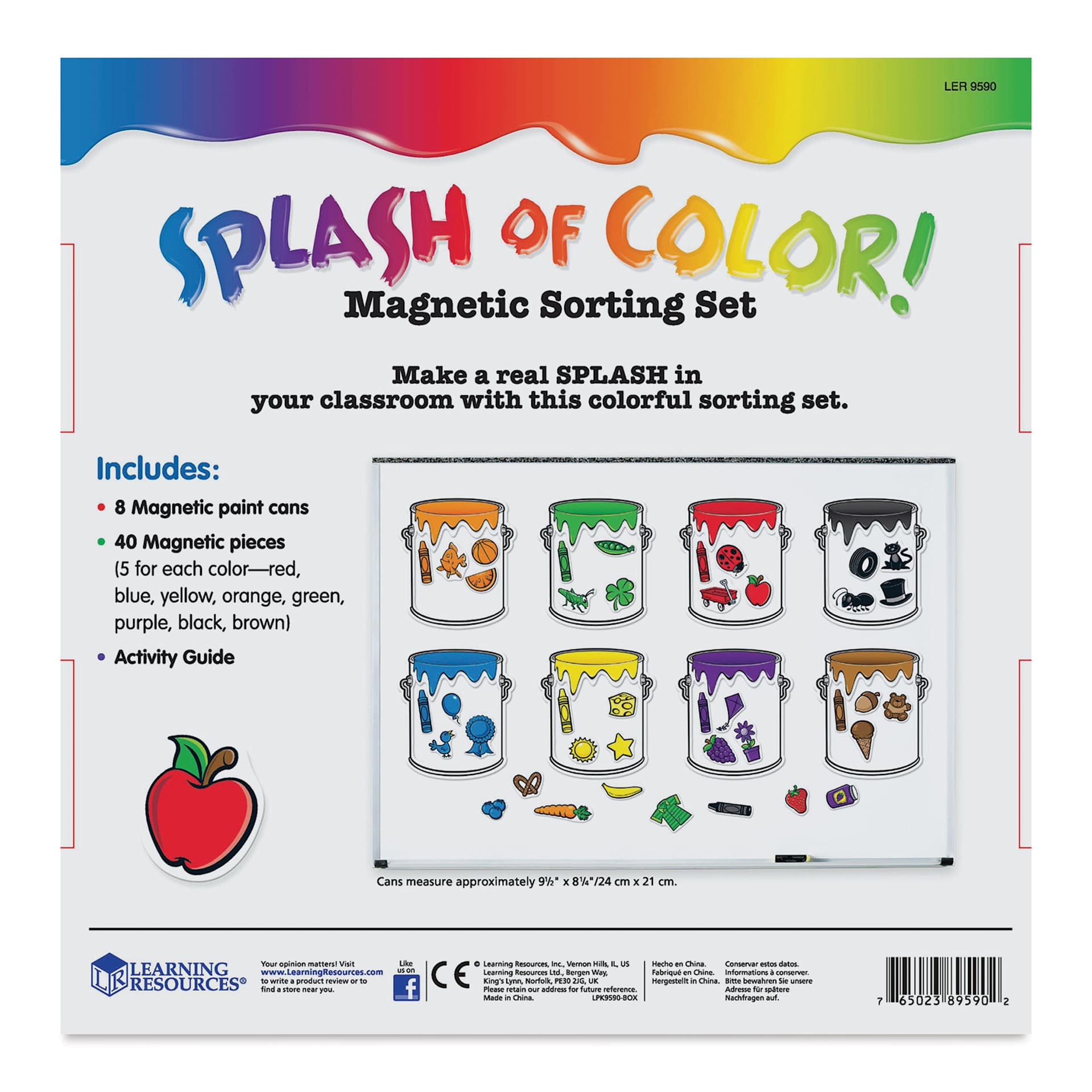 Learning Resources Splash of Color Magnetic Sorting Set (back of packaging)