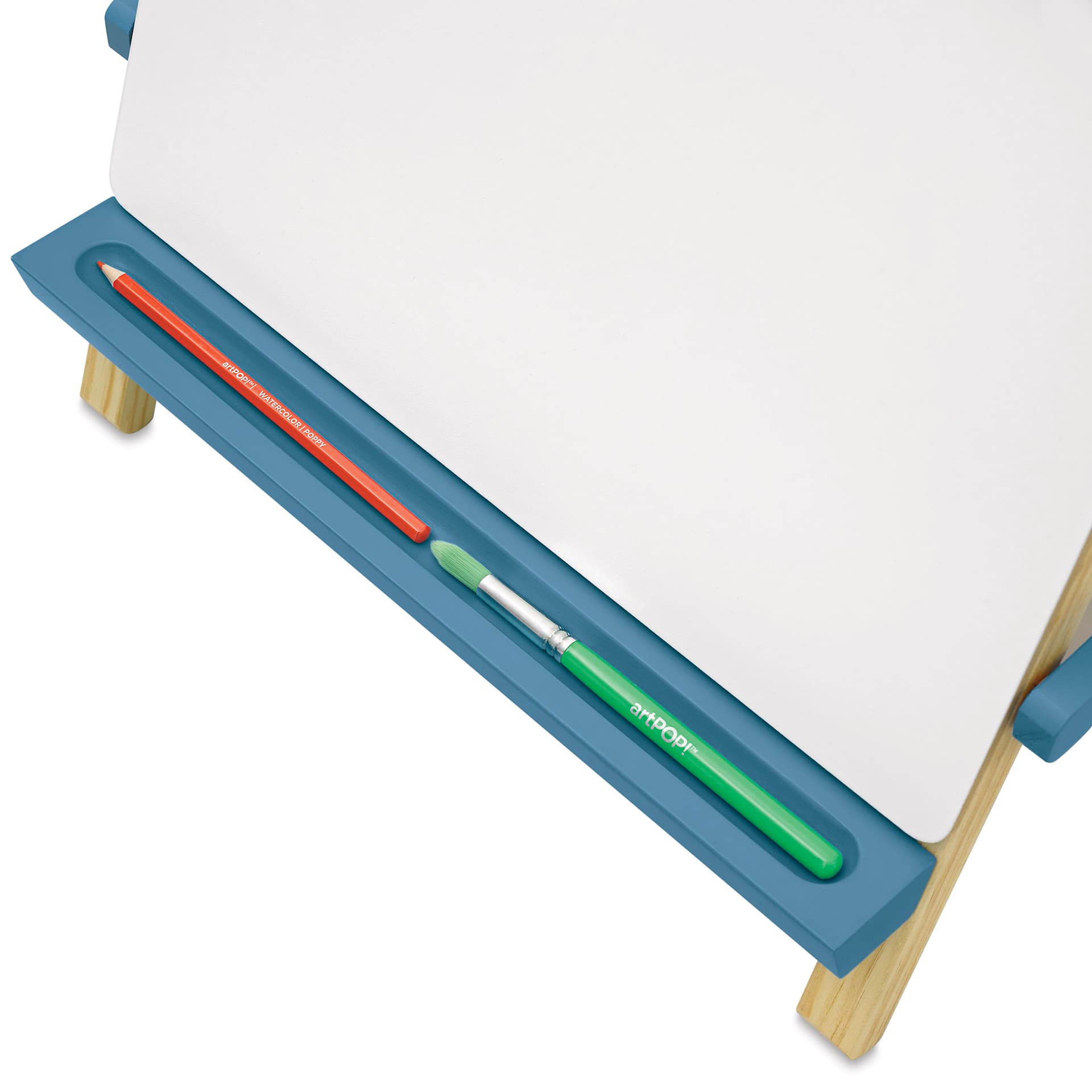 artPOP! Kids 3-in-1 Tabletop Easel - Ocean Blue, close-up of tool tray
