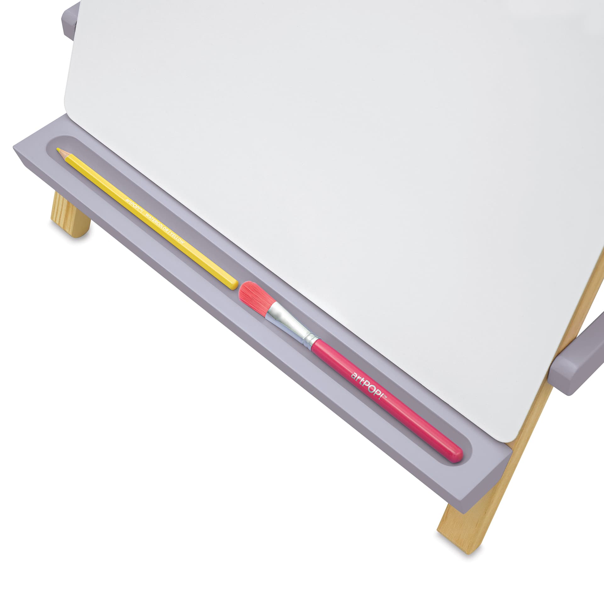 artPOP! Kids 3-in-1 Tabletop Easel - Misty Lilac, close-up of tool tray