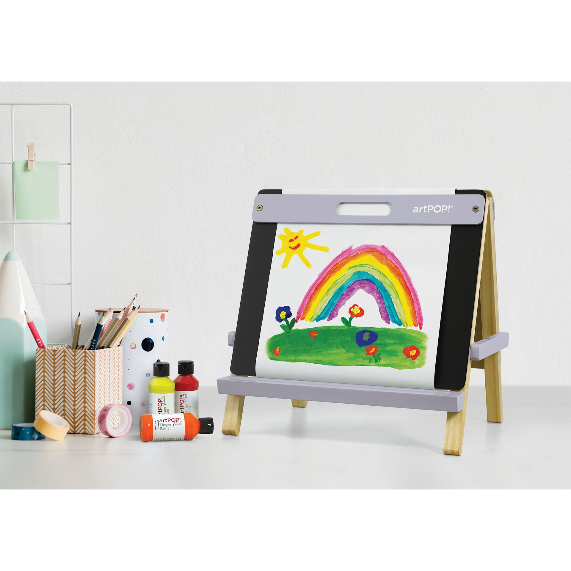 artPOP! Kids 3-in-1 Tabletop Easel - Misty Lilac, in studio