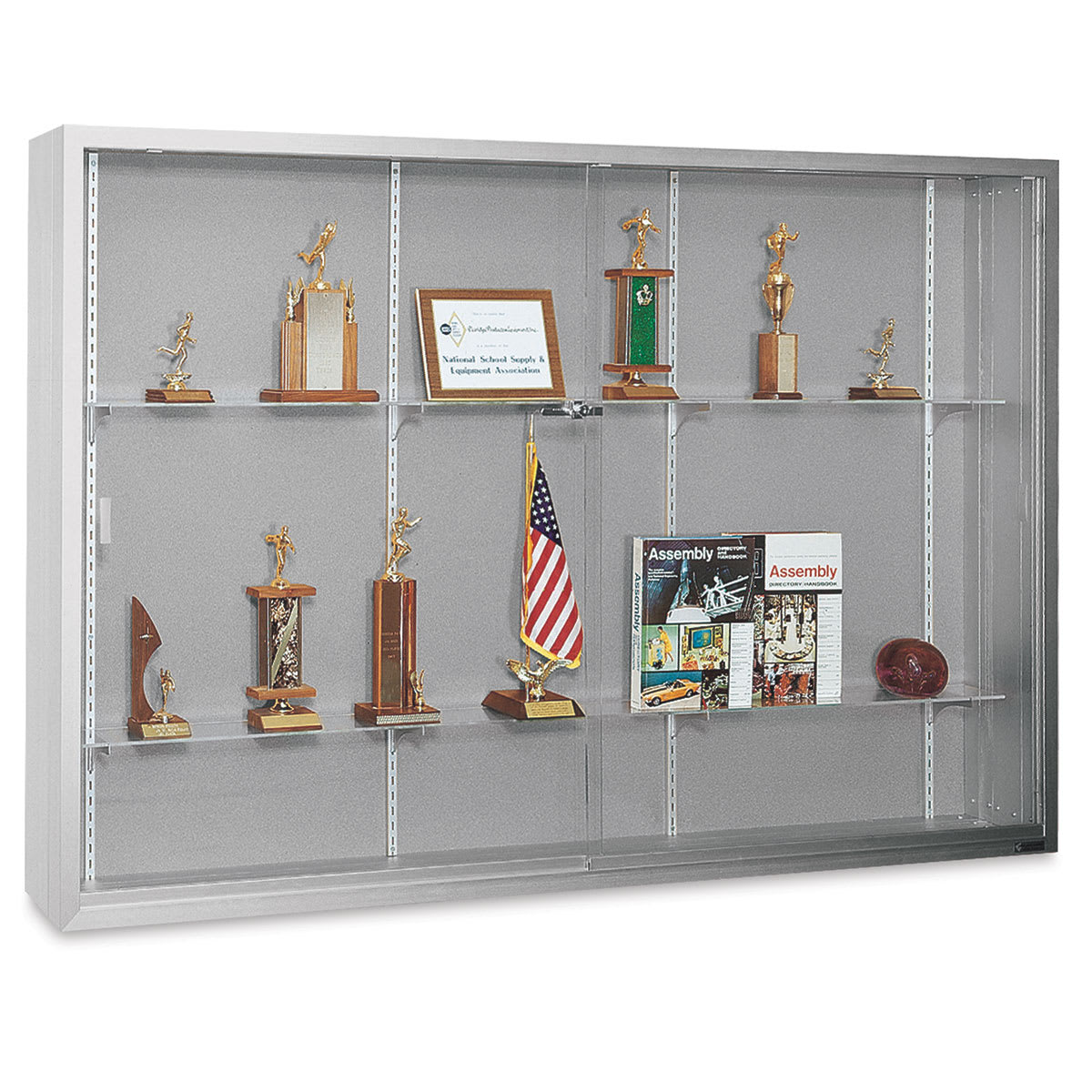 Claridge Sliding Door Display Case - 4 ft x 5 ft x 10 3/4", Gray Fabricork