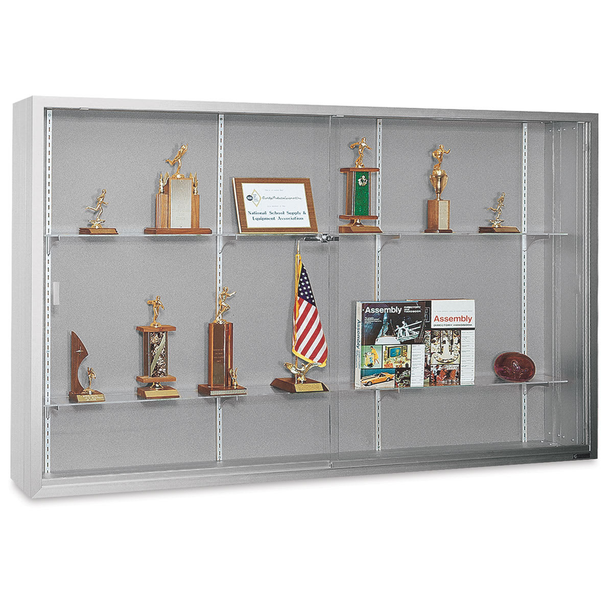 Claridge Sliding Door Display Case - 4 ft x 6 ft x 10 3/4", Gray  Fabricork