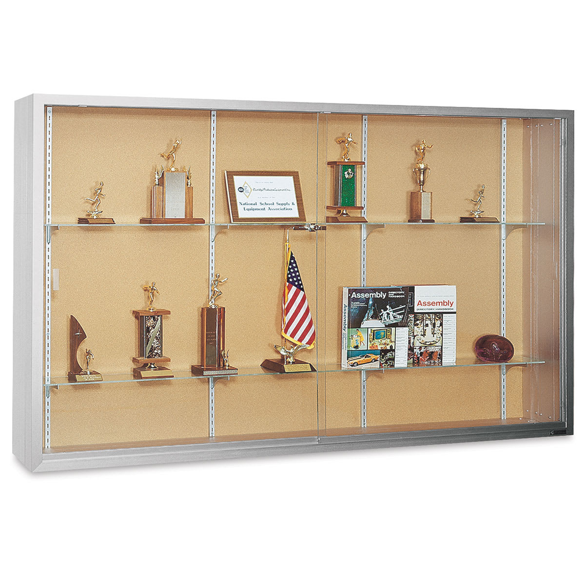 Claridge Sliding Door Display Case - 4 ft x 6 ft x 10 3/4", Tan Cork
