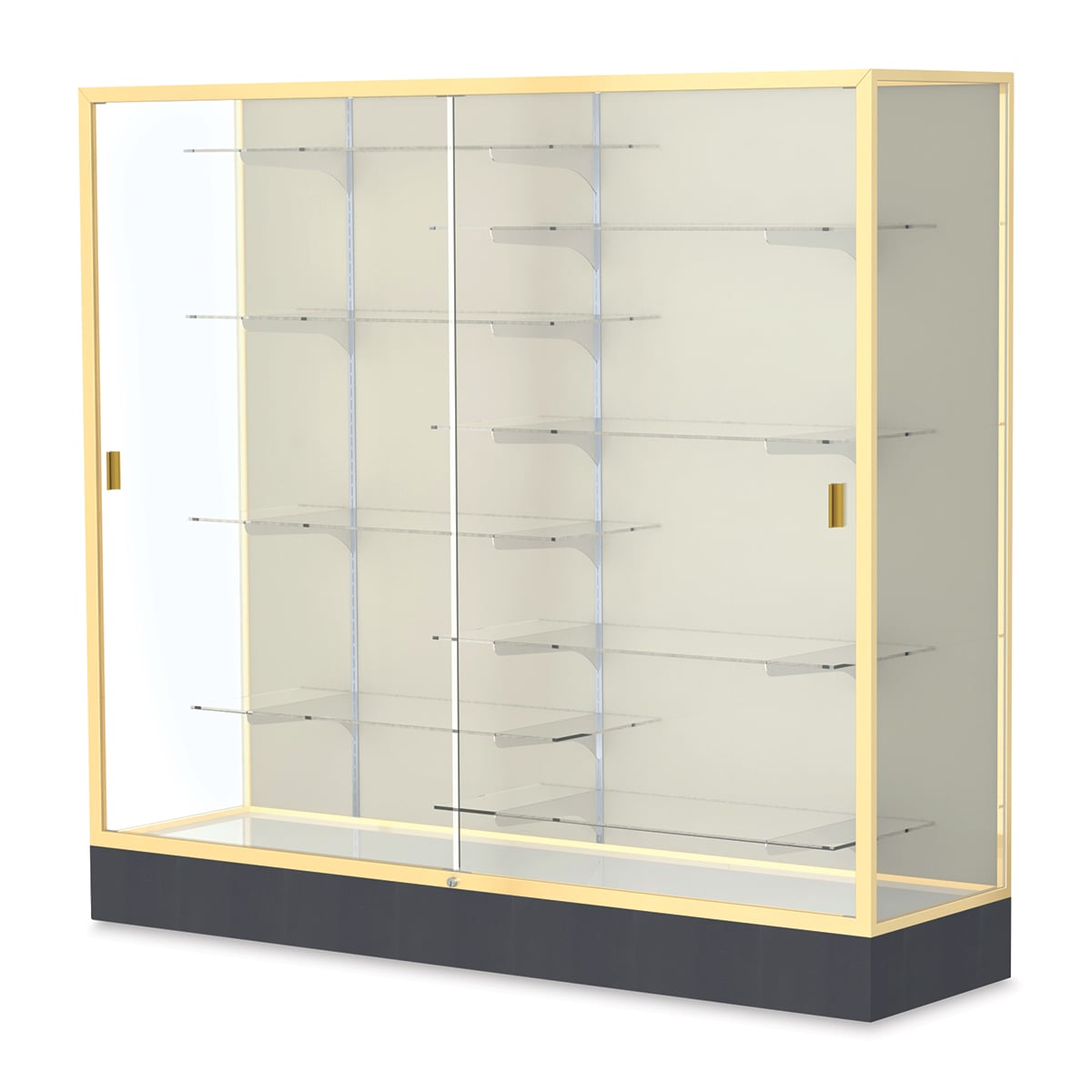 Waddell Colossus Series Display Case - x 66" x 72" x 20", Gold Aluminum, Plaque Back