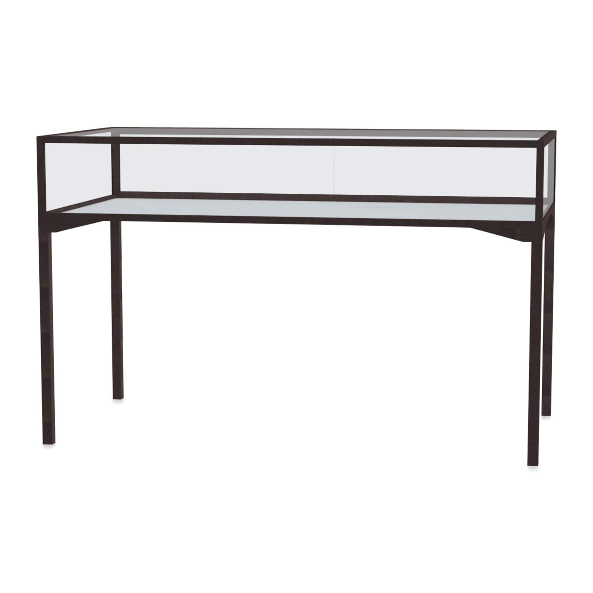 Waddell Keepsake Display Case Table - Dark Bronze, Large, Sliding Rear Door