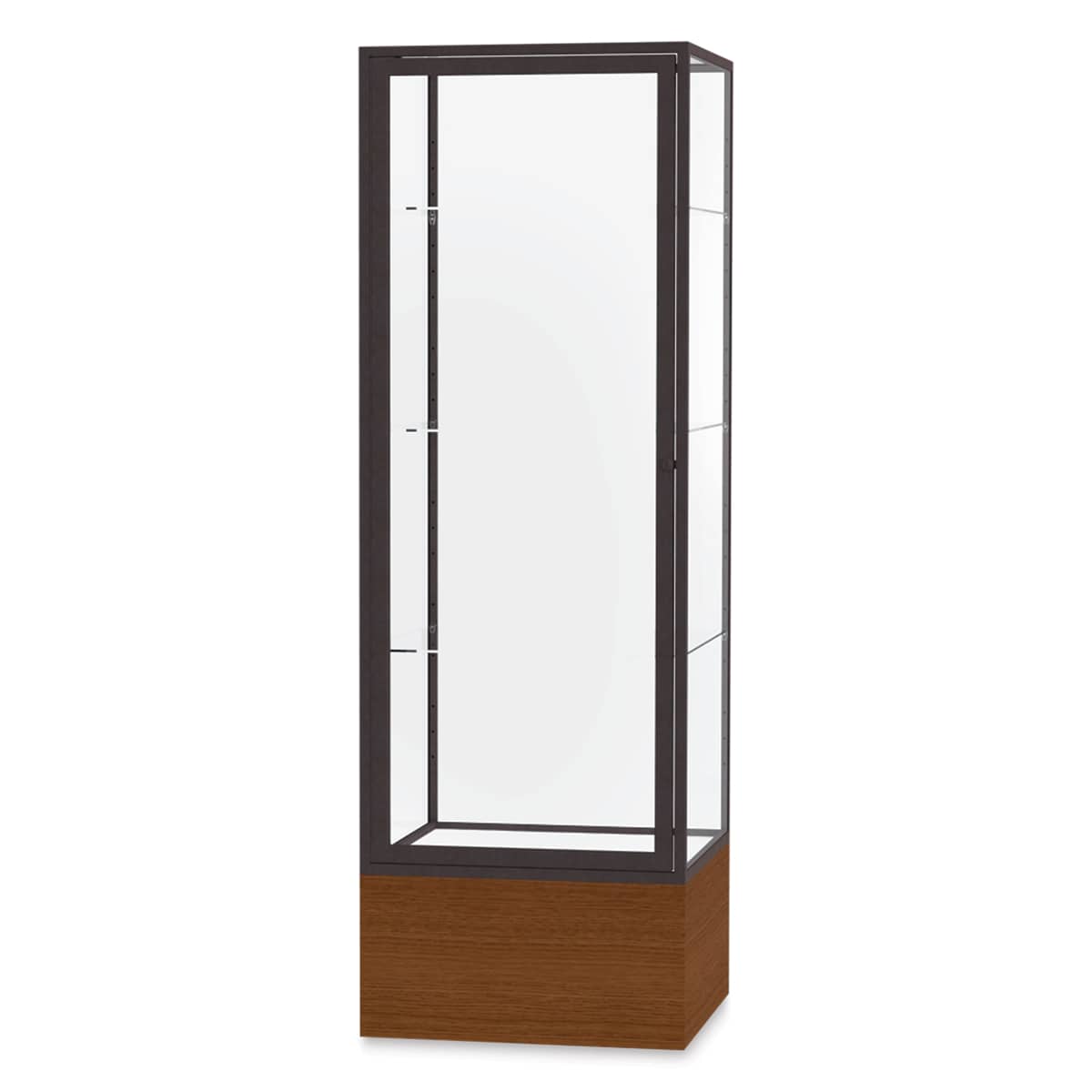 Waddell Keepsake Series Display Case - 24" x 72" x 24", Carmel Oak/Dark Bronze, Clear Back