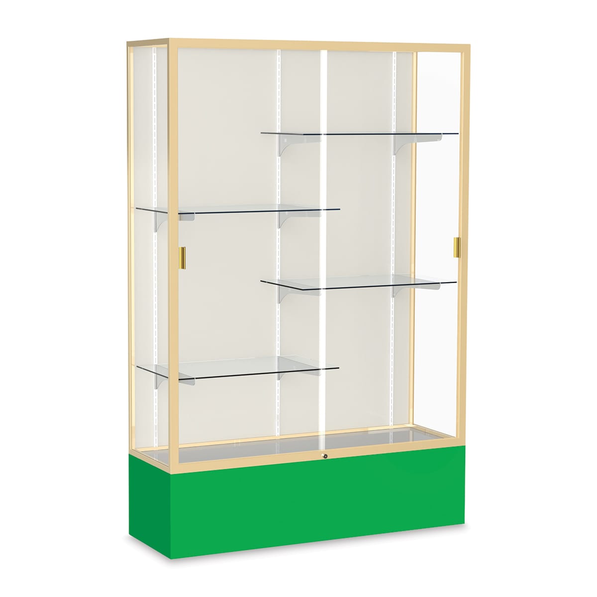 Waddell Spirit Series Display Case - 72" x 48" x 16", Champagne/Kelly Green Base