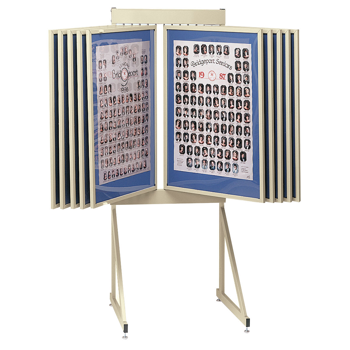 Multiplex Swinging Panel Display - 24" x 36", Beige, 10 Panels, Floor Unit