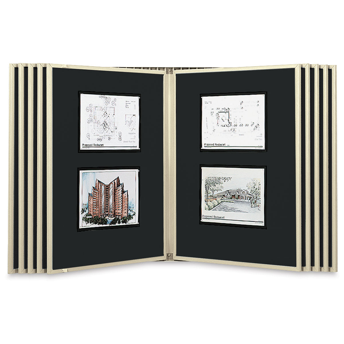Multiplex Swinging Panel Display - 30" x 40", Beige, 10 Panels, Wall Unit
