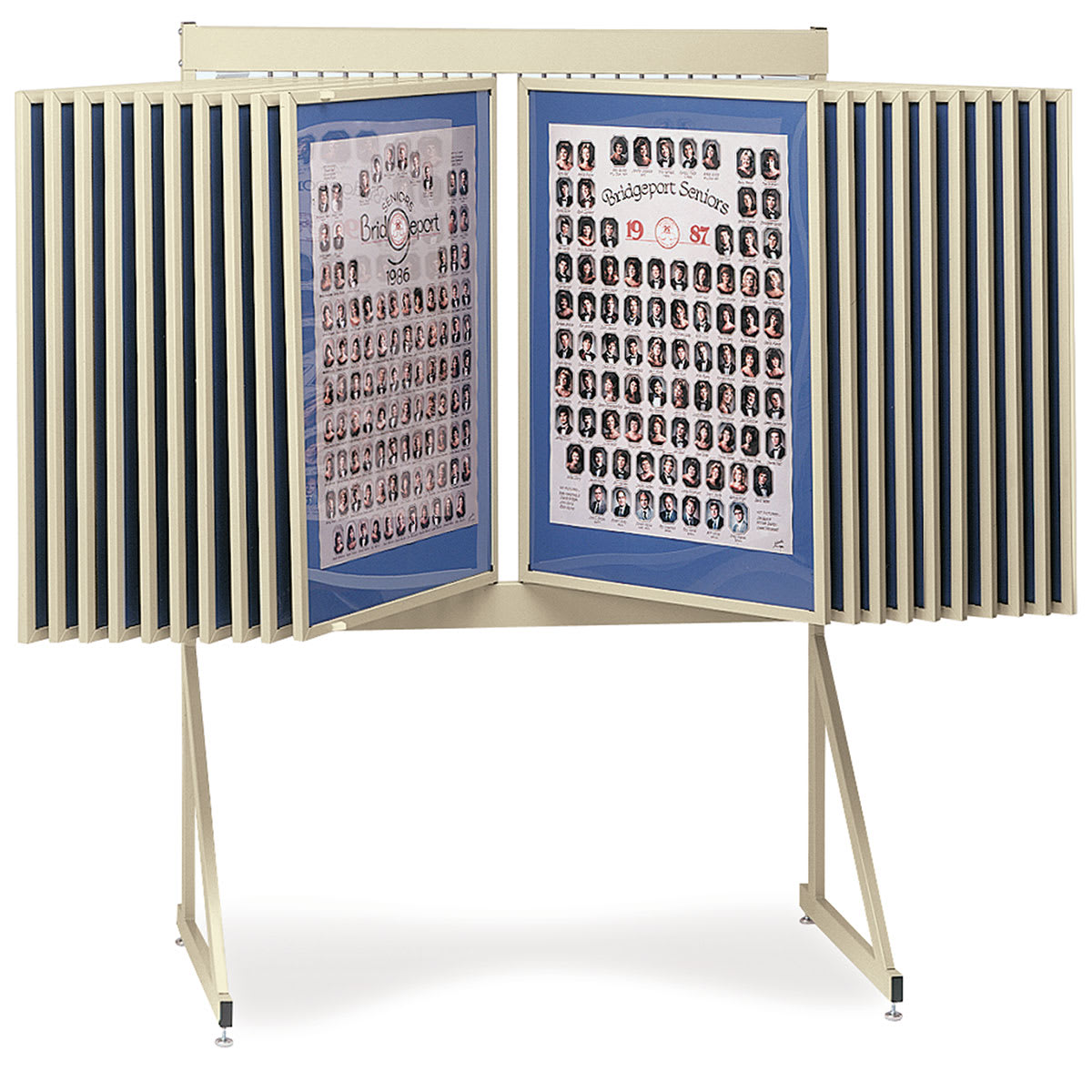 Multiplex Swinging Panel Display - 24" x 36", Beige, 20 Panels, Floor Unit