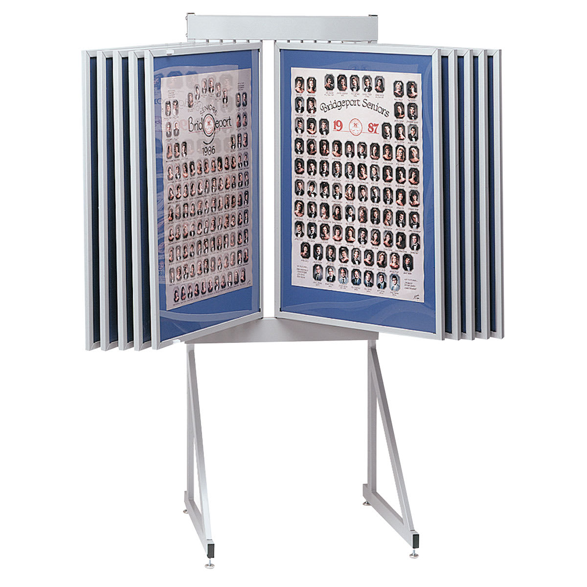 Multiplex Swinging Panel Display - 24" x 36", Gray, 10 Panels, Floor Unit