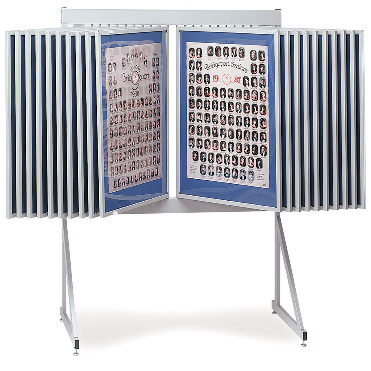 Multiplex Swinging Panel Display - 24" x 36", Gray, 20 Panels, Floor Unit