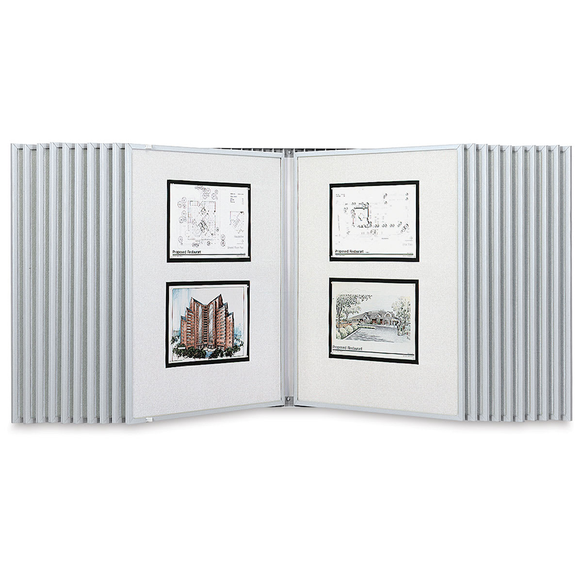 Multiplex Swinging Panel Display - 24" x 36", Gray, 10 Panels, Wall Unit