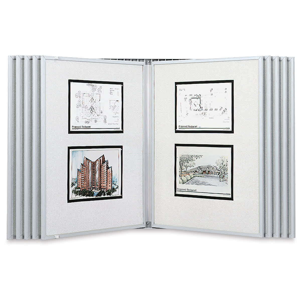 Multiplex Swinging Panel Display - 24" x 36", Gray, 20 Panels, Wall Unit