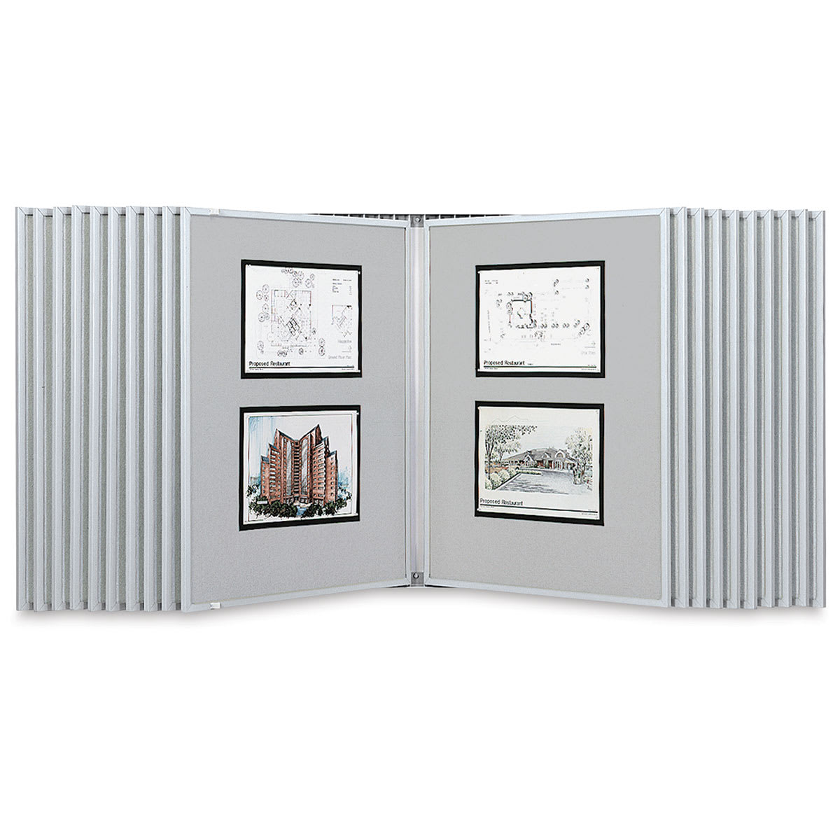 Multiplex Swinging Panel Display - 30" x 40", Gray, 20 Panels, Wall Unit