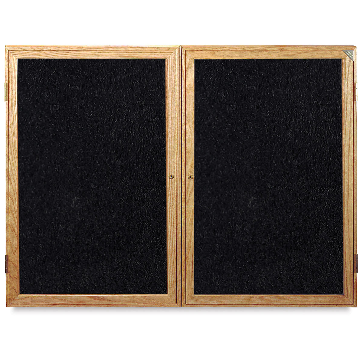 Ghent Enclosed Recycled Rubber Tackboards - 48" x 36" x 2 1/4", Oak, 2 Door
