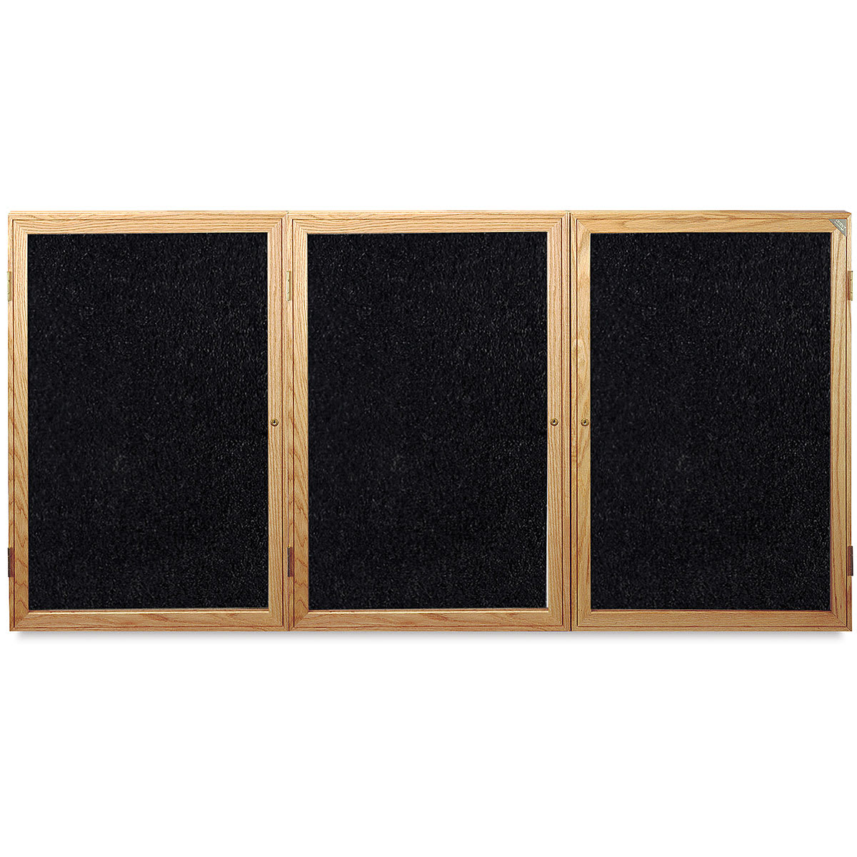 Ghent Enclosed Recycled Rubber Tackboards - 72" x 36" x 2 1/4", Oak, 3 Door