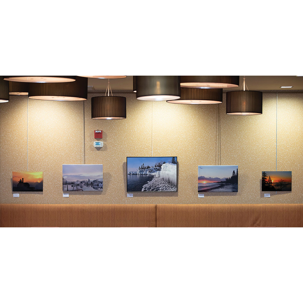 Walker System Plain Rod - Light Gray, Fiberglass, 36" - in use to hang art