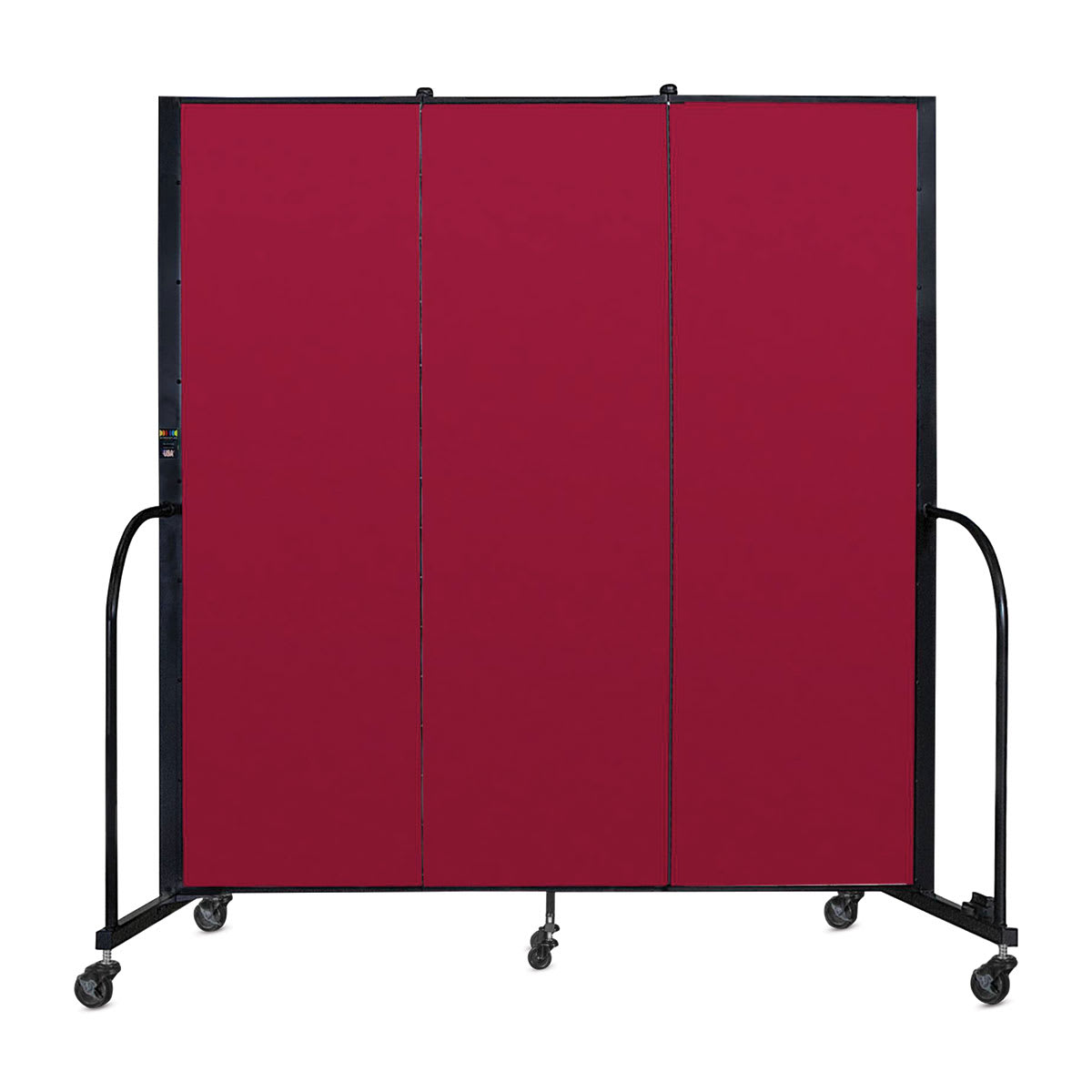 Screenflex Portable Room Dividers - 6 ft, Red, 3 Panel - back