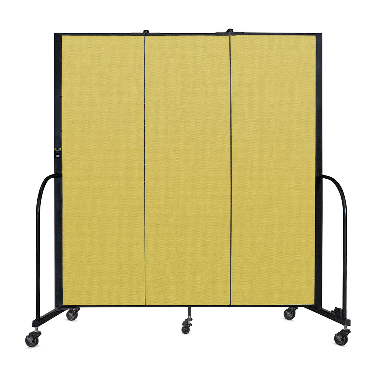 Screenflex Portable Room Dividers - 6 ft, Yellow, 3 Panel - front